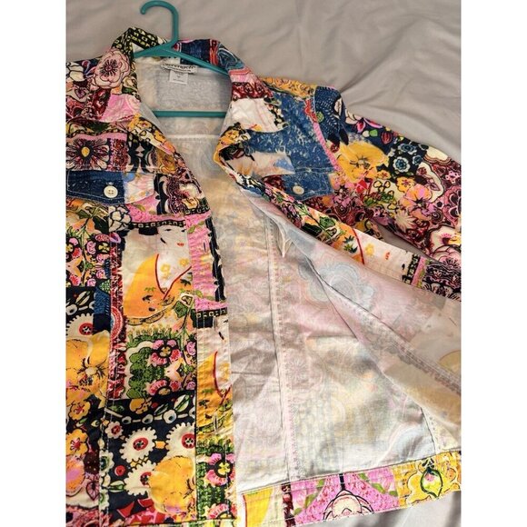 Serengeti Fashions Patchwork Print Jacket Women’s Medium Multicolor Button Front - Picture 7 of 8